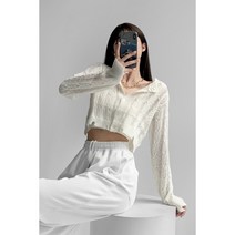 쇼트 펀칭 꽈배기 니트 카디건 Zhenzhi No.01