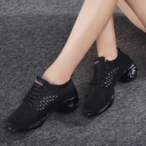 발이 편한 라인댄스화 재즈화 줌바 방송댄스 에어로빅 스포츠댄스화 연습용 신발, 235, 블랙 통풍 업