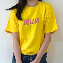 험블스튜디오 심플룩 레터링티 라운드넥 기본면 여름여성반팔티 노랑 반팔 티셔츠