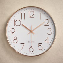 IYES 북유럽풍 무소음 쿼츠 원형 벽시계 인테리어 시계 IY-NE30, 화이트핑크골드