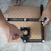 타일공구 다중 각도 측정 알루미늄 접이식 포지셔닝 눈금자 전문 DIY 목재 타일 바닥 펀치 도구 건설, CN