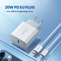 멀티충전기 usb충전 도킹스테이션 호환 UGREEN 빠른 충전 4.0 3.0 QC PD 20W USB 유형 C 아이폰 13 12 Xs 8, EU 20W ADD C-L