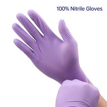 정전기 방지 장갑 니트릴 블랙 100pcs 4mil 식품 등급 방수 파우더 앰프 라텍스가 없는 일회용 비멸균 니트릴 시험, 자주색, l
