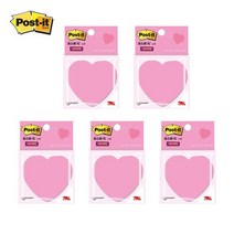 3M 포스트잇 노트 모양 포스트잇 SSN D/C 강한점착용 (고양이 윙크하트 오리 말풍선 꽃 하트 사과 나비 별) 5개입, 하트 X 5개
