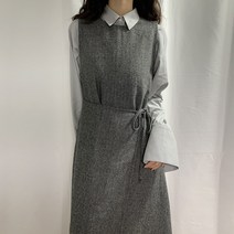 온느온느 헤링본 랩 리본 A라인 롱 원피스 2color
