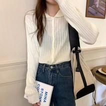 스타일아유 여성 간절기 봄 카라 니트가디건 단추 오픈 니트티셔츠 데일리 스웨터