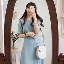 린넨 스퀘어넥 레이스 반팔 원피스 드레스 데일리룩 출근용 여름