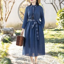 이끼당 봄처럼 단아한 체크매듭 원피스