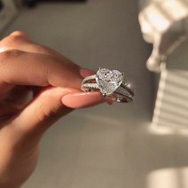 물고기반지 여성용 천연 모이사나이트 원석 비즈테리아 S925 스털링 실버 컬러 반지 925 주얼리 2 캐럿 화이트
