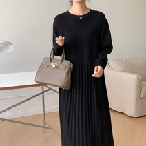 스위트플러스 임부복 연말룩 하객 보들 비스코스 플리츠 니트원피스