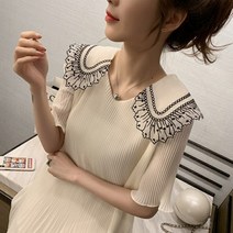 현블러썸 크라이주름원피스 시원한 여름 여성 여자 카라넥 왕카라 주름치마 봄 가을 롱원피스 플레어원피스 여신원피스 화이트원피스 여름원피스 린넨원피스