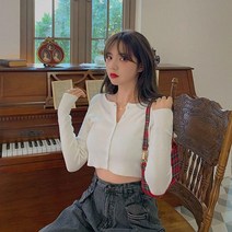 CLL 라운드넥 데일리코디 슬림핏 크롭 가디건 간절기 아이템 가을 여성 봄 티