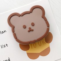 꼰대마켓 애니멀 도어락 톡톡 핸드 그립 톡홀더 핸드폰 거치대, 갈색곰