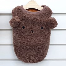도기코디 뽀글곰 티셔츠 강아지겨울옷, 브라운
