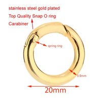 스테인레스 스틸 골드 톤 20mm 스프링 장착 게이트 잠금 후크 체인 카라비너 스냅 걸쇠 커넥터 DIY 쥬얼리 제작 용 3 개