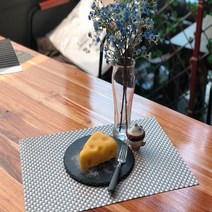 북유럽풍 프리미엄 예쁜 방수 식탁매트 테이블매트, 체크 실버, 가로세로(45cm x 30cm)