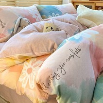 북유럽 순면 이불커버 겨울 두꺼운 침구세트 목화솜이불, C04-꽃은 너를 만나(100 전면 패브릭천