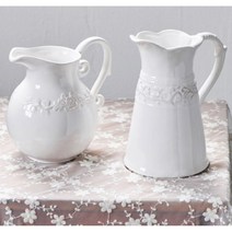 엔틱 북유럽 화사한 도자기 물병 꽃병 화병 2size 철제화병 모던, 소