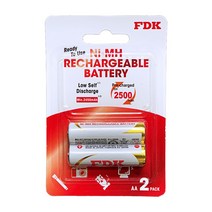FDK 충전지 2500mAh AA 2알, 1개, 2개입