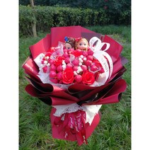 스마일 인형꽃 장미꽃 인형꽃다발 로즈베어 꽃인형 부산 장식용인형 스마일꽃 곰돌이꽃, 52서복기2미혹9비누꽃안개꽃143