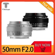 카메라 렌즈 TTArtisan-풀 프레임 50mm F2.0 미러리스 카메라 렌즈 Z Fuji X Olypus Snoy A7 과 호환 가능, 06 Canon EF-M_01 Black
