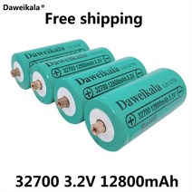 차량용배터리 인산철시동배터리 인산철배터리 daweikala new 32700 12800mah 3.2v lifepo4 충전식 배터리 전문 리튬 철 인산염 전원 배터리 (나사, 4개