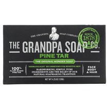 The Grandpa Soap Co. 페이스 바디 헤어 바 솝 파인 타르 4.25 oz(120 g), 4.25 온스