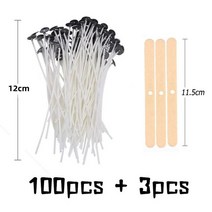 캔들심지 양초 나무 세트 100 + 3 개/대 원래 면화 캔들 위크 무연 꼰 코튼 윅 나무 고정 브래킷 DIY 촛불, 05 12