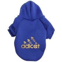 고양이 옷 패션 멋진 가을 겨울 강아지 키티 황금 글자 인쇄 후드 액세서리 새끼 점퍼 디자이너, 고양이 파란색 추가_리터 3.0-4.3kg