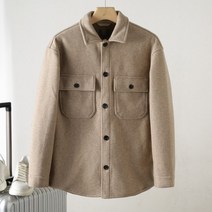 유로핏 오버사이즈 겨울 두툼한 남성 루즈핏 셔츠 칼라 울 재킷 보온 겨울 자수 그레이 코트 루즈핏 라운드 남성패딩