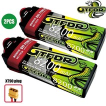 GTFDR Lipo 2S 배터리 1/10 RC 버기 트럭 자동차용 그래핀 7.4V 8400Mah 120C 개, 12 2PCS8200HARD-XT90