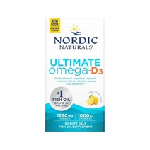 노르딕 내추럴스 얼티메이트 오메가3D 1280mg 레몬 60소프트겔, 1개, 기본