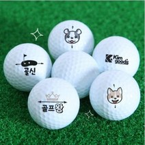 비거리 데일리 골프공 10구/6구 새상품 무지/캐릭터 연습용 커스텀 골프공 인쇄 소량주문제작, 퍼피골프공6구