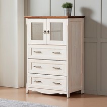 [로쏘] 모던빈티지 원목 양문 서랍장, 색상:그레이오크