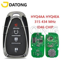 Datong 세계 자동차 원격 제어 키 쉐보레 크루즈 말리부 스파크 이퀴녹스 2016-2020 HYQ4EA 오리지널 트랜스 폰더 ID46Chip, HYQ4EA 434MHz_3 Plus1 Start