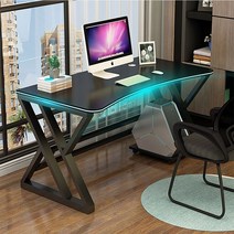 제일퍼니처 대박디자인 커브드우드 책상 컴퓨터책상 철제 사무실 PC 강화유리책상 게이밍책상 컴퓨터테이블 학생책상 서재책상 사무용책상 1인용 2인용, 커브드우드책상_선택05:블랙블랙(W160)