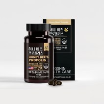 프로폴리스 600mgx60캡슐 허니비즈 항산화 기능성 유해산소 세포보호 면역기능 플라보노이드 아연 셀렌 미국정식수입 환절기건강 체력저하 활력 벌집 항바이러스 동신헬스케어 꿀벌, 4개