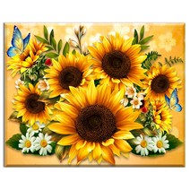FASEN DIY 보석십자수 캔버스 형액자 세트 40 x 50cm, 40*50 cm, K023 활짝핀해바라기