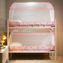 모기장 텐트형 접이식 네트 원터치 심플 침대 차박 텐트 캠핑 방충망 학생기숙사 상하 이층 전용 개 커버 설치 불필요, 002, 100x200cm 3도어