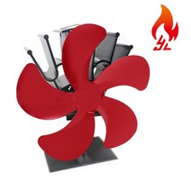 히텁팬 히터팬 캠핑용 열로 작동하고 효율적으로 열을 분배하는 친환경 미니 벽난로 팬 5 엽 가정용 저소, 04 Red 5 Blade