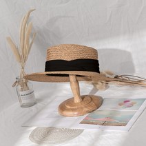 여름 여성 밀짚 리본 라탄 라피아 페도라 모자 바캉스
