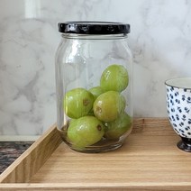 메종엔베르 글라스자480ml 잼 과일청 유리병 블랙마개 1박스, 40개입