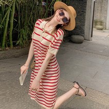 메이킹유 반팔원피스 니트원피스 카라넥 스트라이프 루즈핏 1704_1리바딘원피스