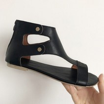 여성 샌들 가죽 플랫 신발 들여다 발가락 여름 캐주얼 검투사 비치 Sandalias Mujer
