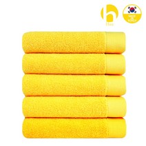 HUA 마카롱 호텔타올 30수 코마사 170g 5매 국산 고급세면타올, 5장, 레몬 옐로
