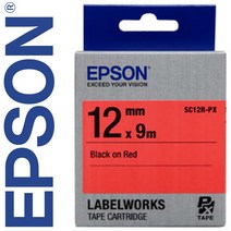 *정품* [ EPSON ] 라벨테이프, SC12R-PX [12mm 빨강/검정글씨], 1개