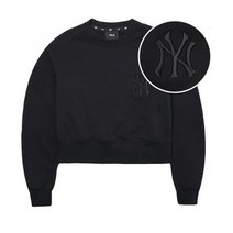 MLB 여성 로고 베이직 크롭핏 맨투맨 블랙 3FMTB0321-50BKS