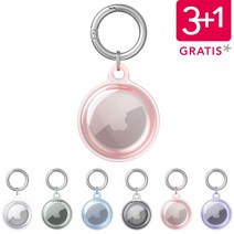 에어태그 AirTag 3+1 투명 클리어 컬러 풀커버 케이스 키링 포함, 1개, 핑크
