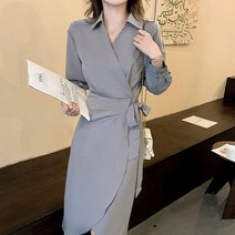 르뚜앙 라비예 가을 하객 셔츠원피스 결혼식 돌잔치엄마 카라 랩 원피스 77사이즈여성쇼핑몰