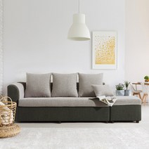 동서가구 리빙슬림 패브릭 3인용 소파 스툴SET DF901121, 베이지우형